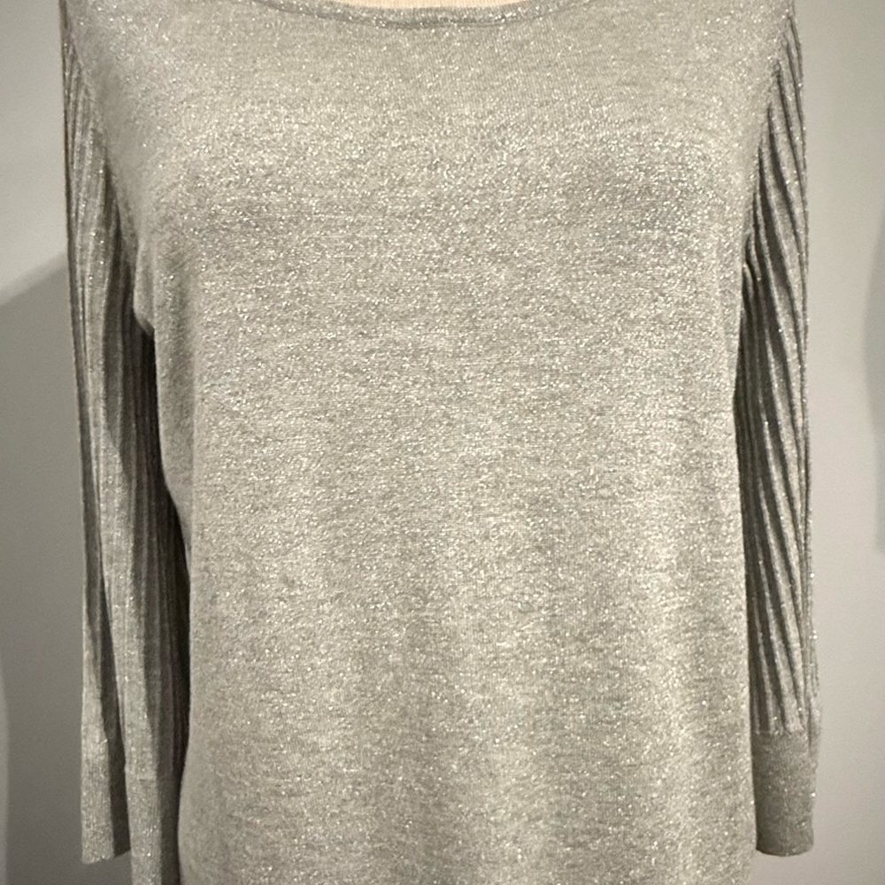 Talbots Gray Ribbed Sleeve Sweatshirt - Picture 5 of 12